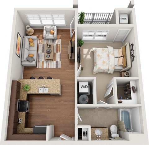 1 bedroom 1 bathroom floorplan